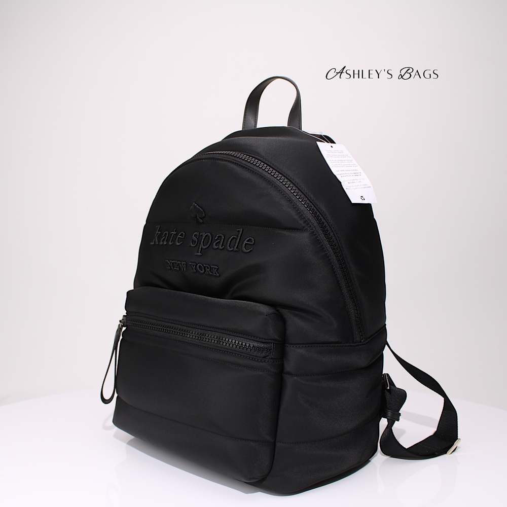Kate Spade Ella Large Puffy Backpack In Black - Picture 2 of 11
